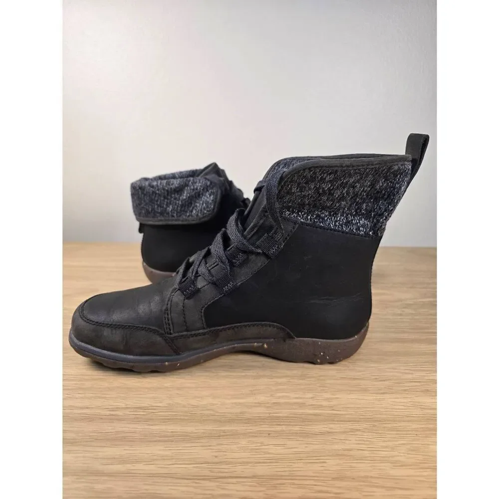 Chaco Barbary Casual Ankle Boots Womens Size 7.5 EU 38.5 Black Leather Gray Wool
